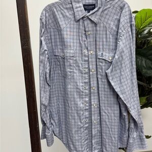 Lucchese Men's Blue and Gray Checkered Shirt
